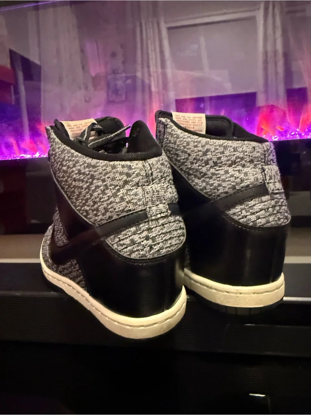 Nike Women’s Gray and Black High-Top Knit Sneakers